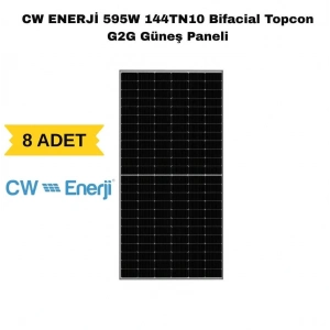 CW ENERJİ 595W 144TN10 Bifacial Topcon G2G Güneş Paneli (8 ADET)