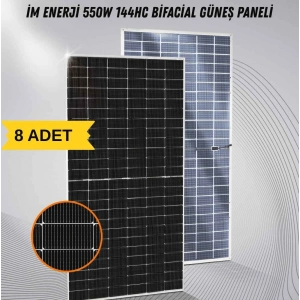 İM Enerji 550W 144HC Bifacial Güneş Paneli (8 ADET)