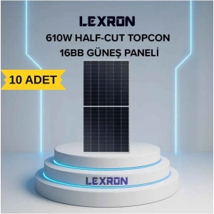 Lexron 610W 144HC Monofacial Half-Cut Topcon Güneş Paneli (10 ADET)