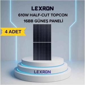 Lexron 610W 144HC Monofacial Half-Cut Topcon Güneş Paneli (4 ADET)
