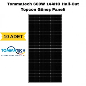 Tommatech 600W 144HC Bifacial Topcon Güneş Paneli (10 ADET)