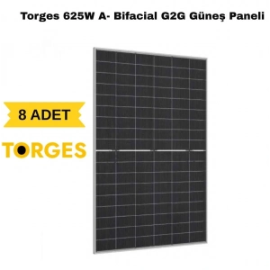 Torges 625W A- Class Bifacial TOPCON Monokristal Half-Cut Güneş Paneli (8 ADET)