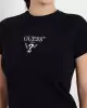 Guess Kadın  Önü Logolu  Siyah Sterch T-Shirt