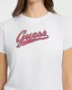 Guess Kadın   Klasik  Yazı Logolu  Beyaz T-Shirt