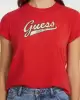 Guess Kadın   Kırmızı  Klasik Yazı Logolu T-Shirt