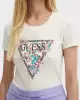 Guess Kadın  Üçgen Logolu   Pamuklu Slim fit T-Shirt