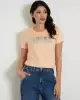 Guess Kadın Önde Taşlı Logolu Açık Pembe T-Shirt