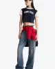 Tommy Jeans Kadın Siyah Logolu  Crop T-Shirt