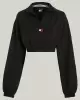 Tommy Hilfiger Kadın Rozetli Siyah Crop Sweatshirt