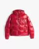 Tommy Jeans kadın tjw shiny hood badge puffer mont Kırmızı