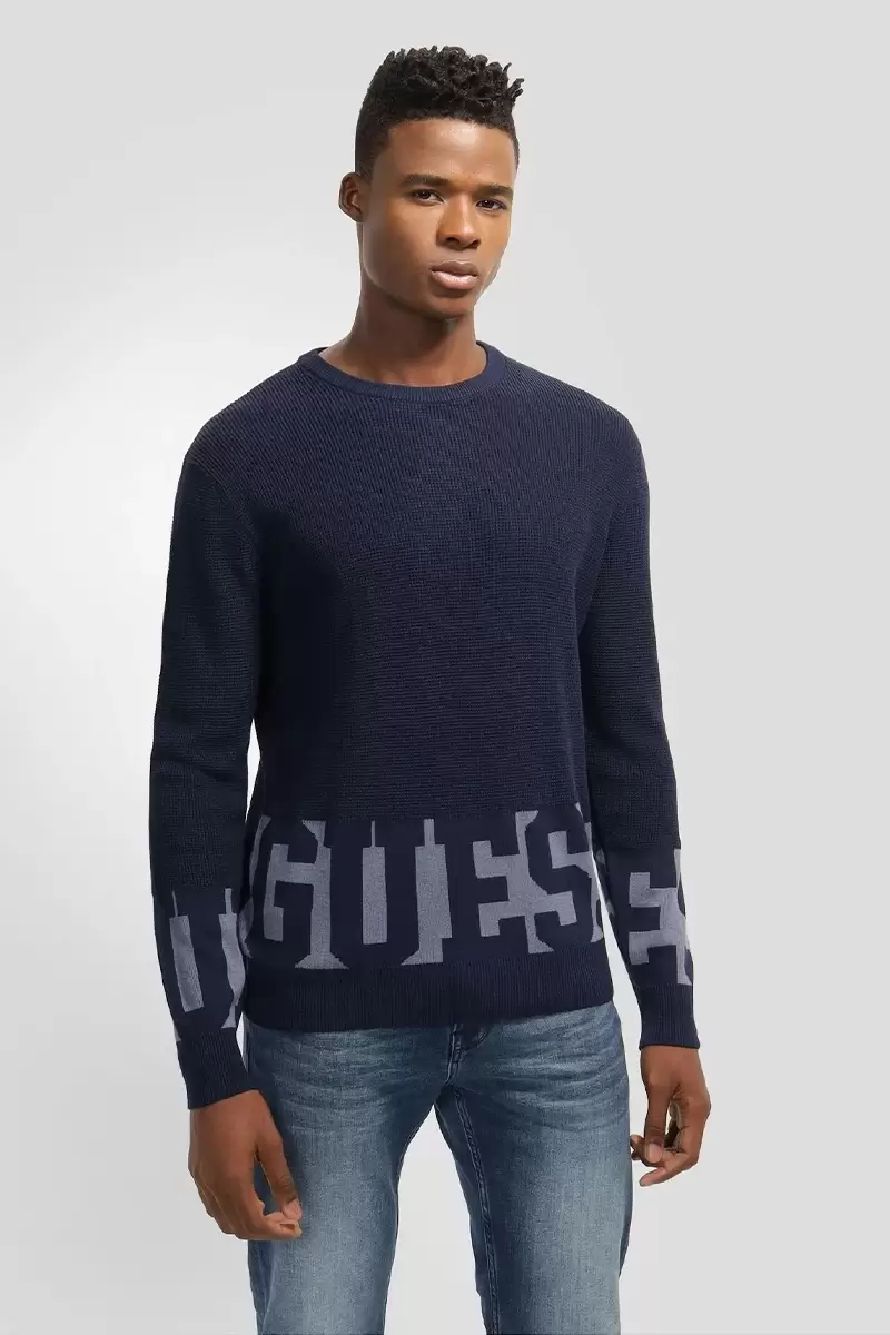 Guess Erkek Deemer Lacivert Sweatshirt