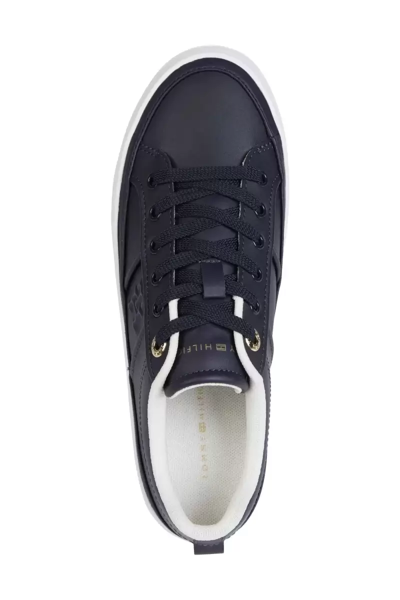 Tommy Hilfiger Kadın Logolu Bağcıklı Günlük Lacivert Sneaker