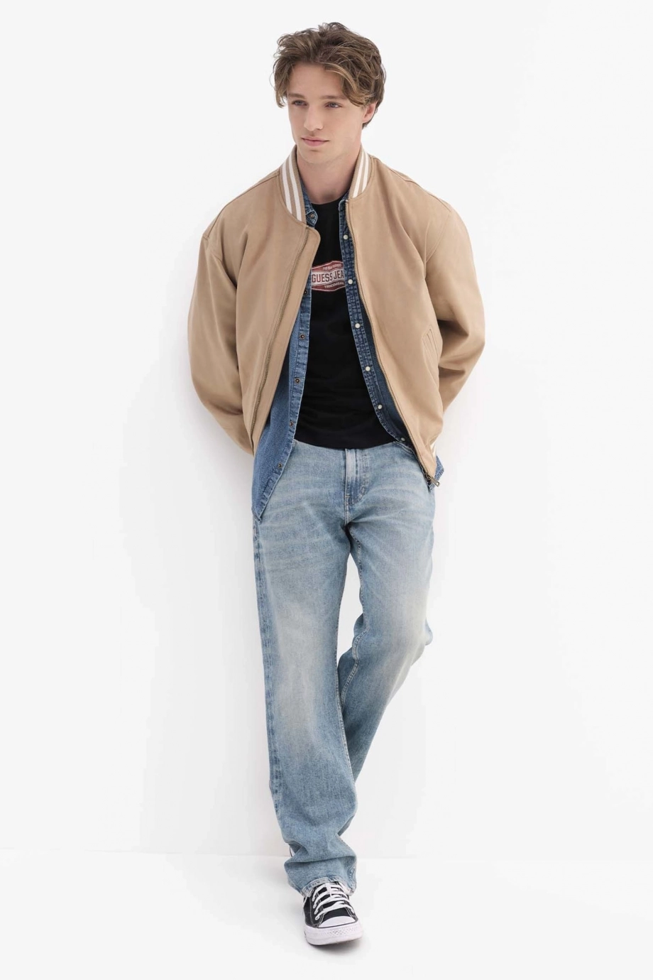 Guess Jeans Suede Erkek Bomber Ceket