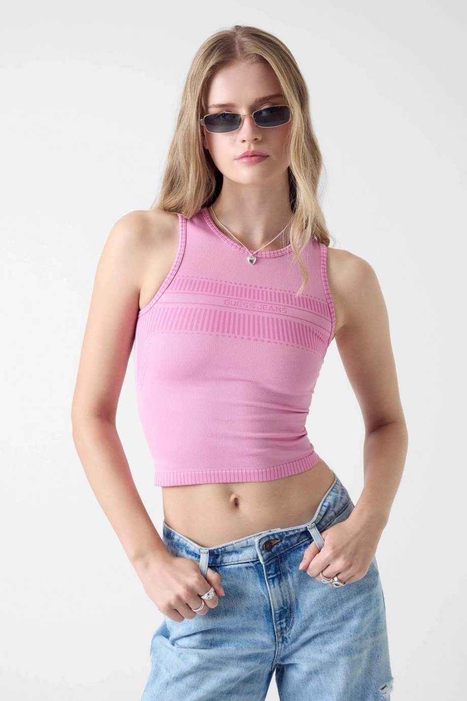 Guess GJ Teknik Dikişsiz  Kadın Pembe  Crop   W6RP35KD152-G65F