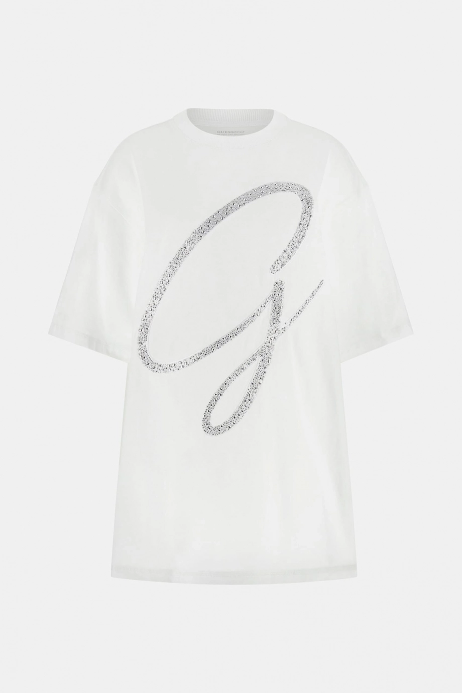 Guess Kısa Kollu Bisiklet Yaka Maxi G Zımbalı Kadın Beyaz T-shirt W6GI39K3478-G011