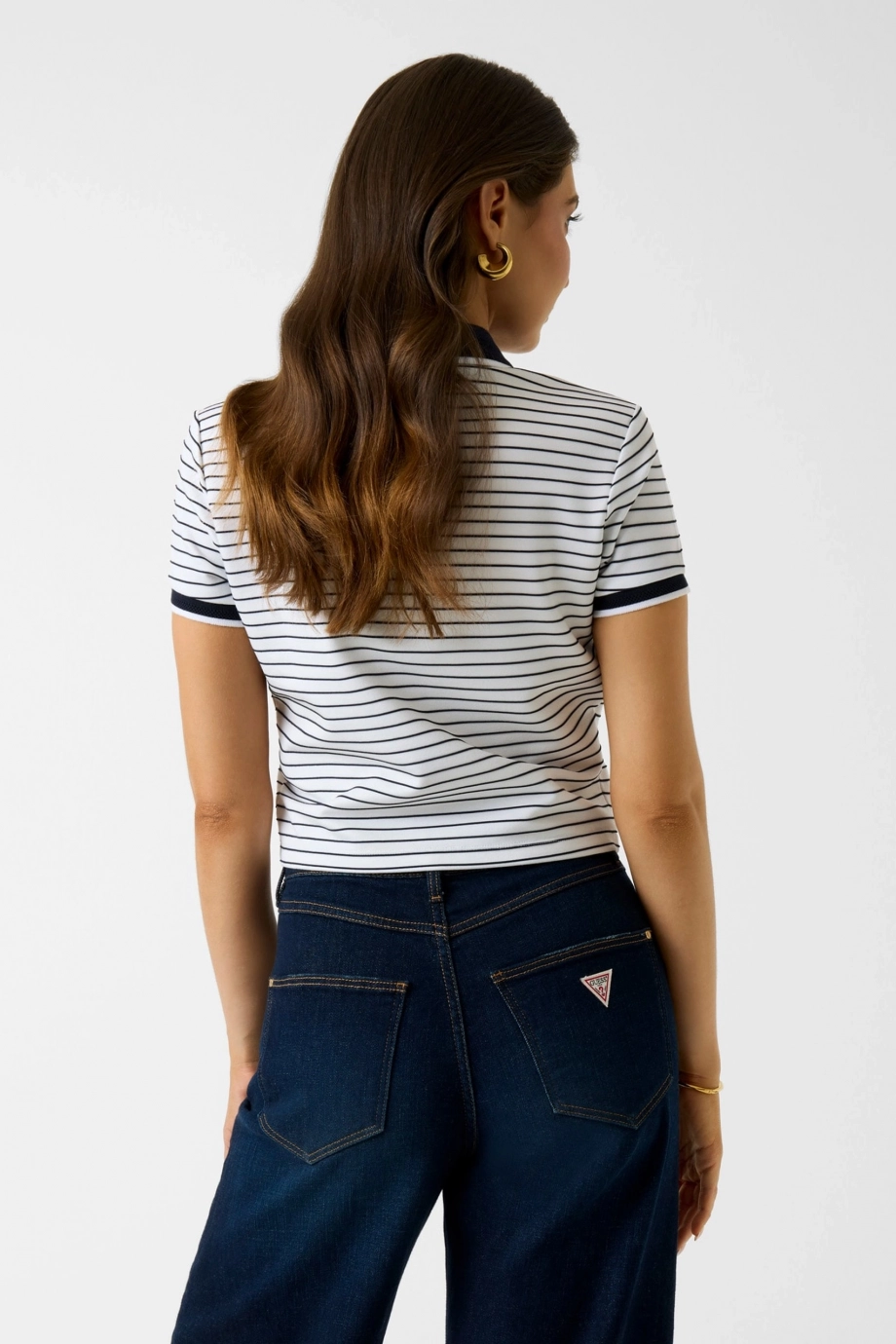 Guess Kısa Kollu Polo Yaka Alphonsine Çizgili Kadın Çok Renkli Polo T-shirt W6GP17K2946-S0AK