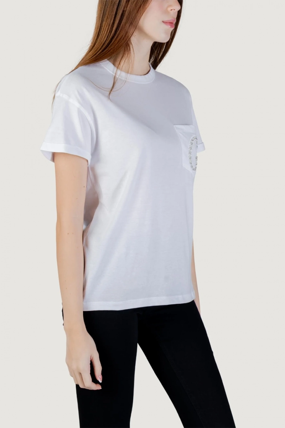 Guess Kısa Kollu Bisiklet Yaka Cepli G Logolu Kadın Beyaz T-shirt W6GI17K3037-G011