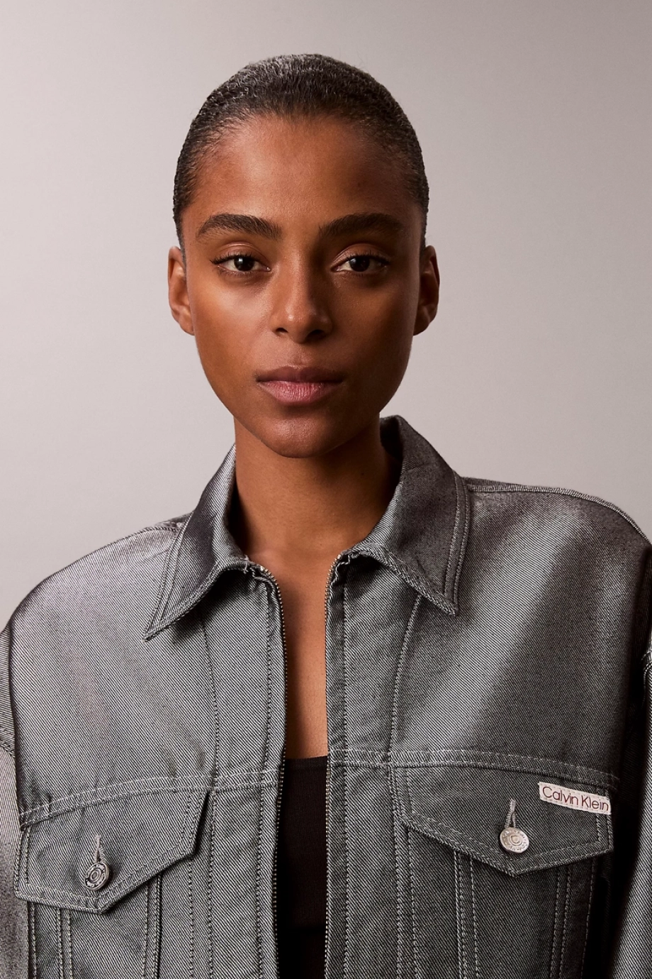 Calvin Klein Parlak Denim Bomber Kadın  Gri Ceket LV047E715G-3UF