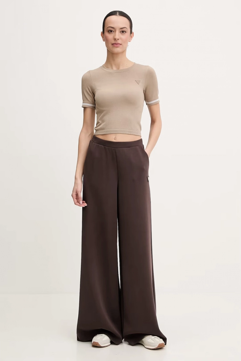 Guess Pepi 4G Dikişsiz Kısa Kollu Kadın Bej Crop V6RP02Z4692-FNL8