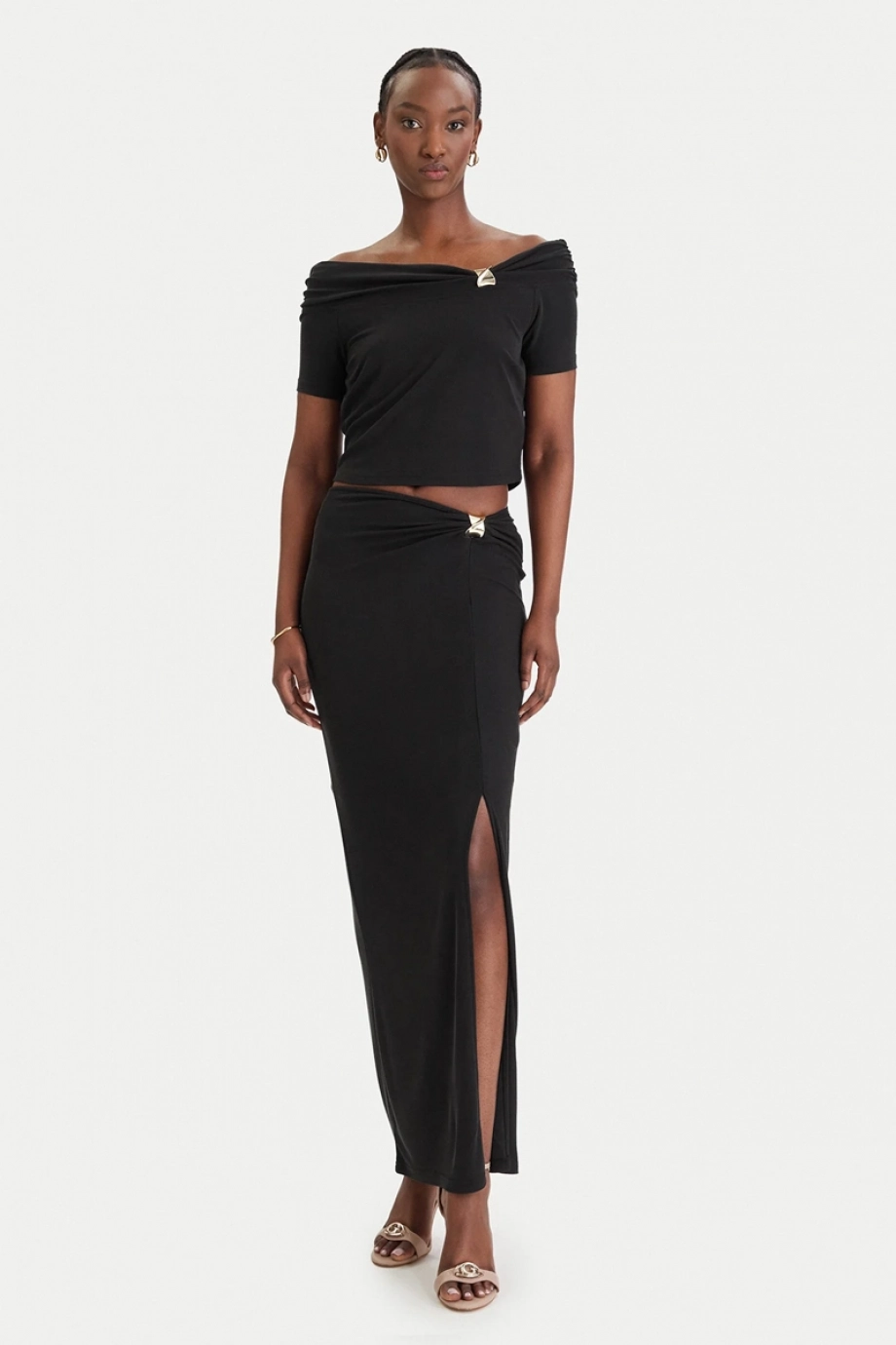 Guess Brigitte Midi Kadın Siyah Etek W6GD15K2936-JBLK