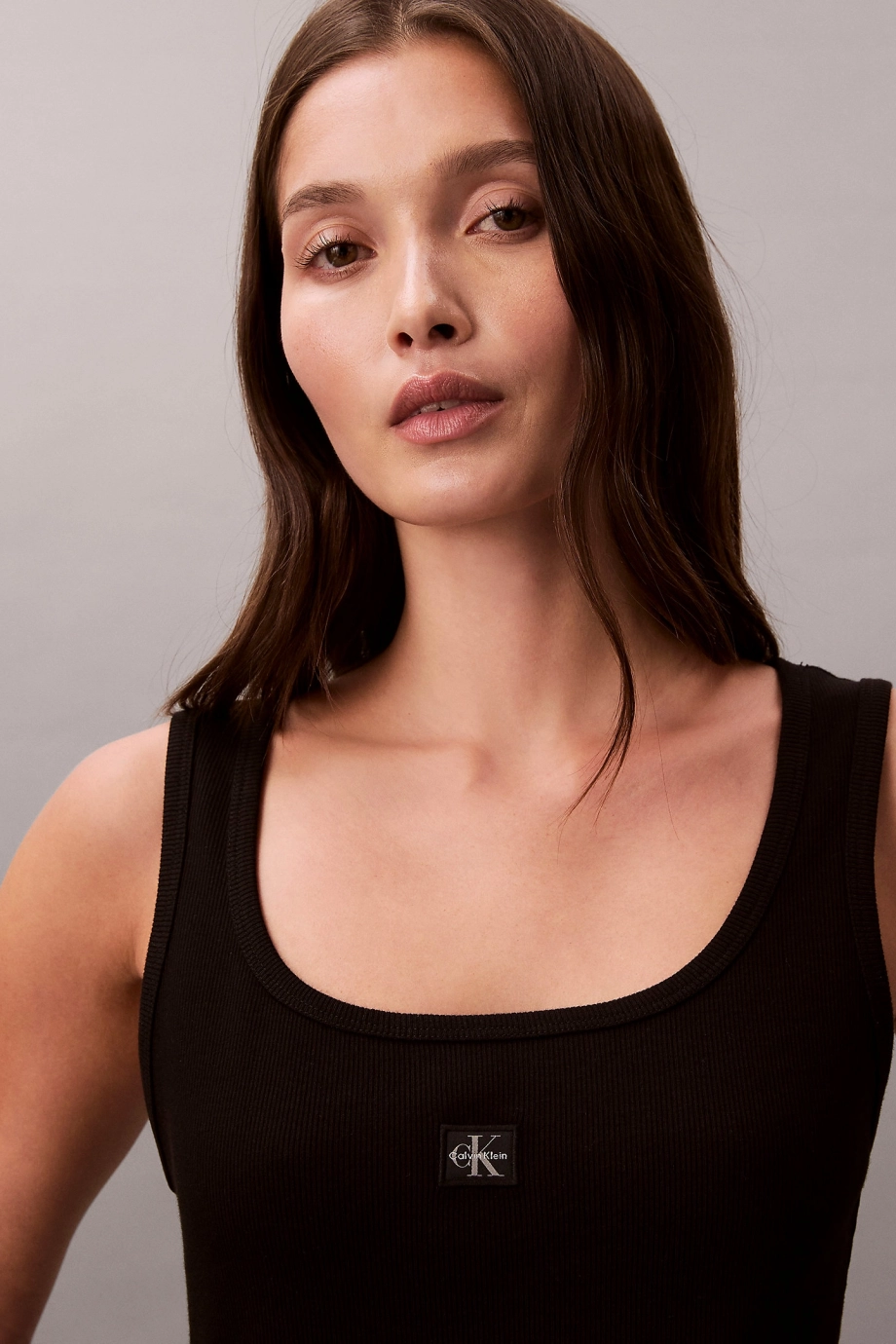 Calvin Klein Kolsuz Bebek Fitilli Dokuma Etiketli Kare Yaka Kadın Siyah Elbise LV047F257G-UB1