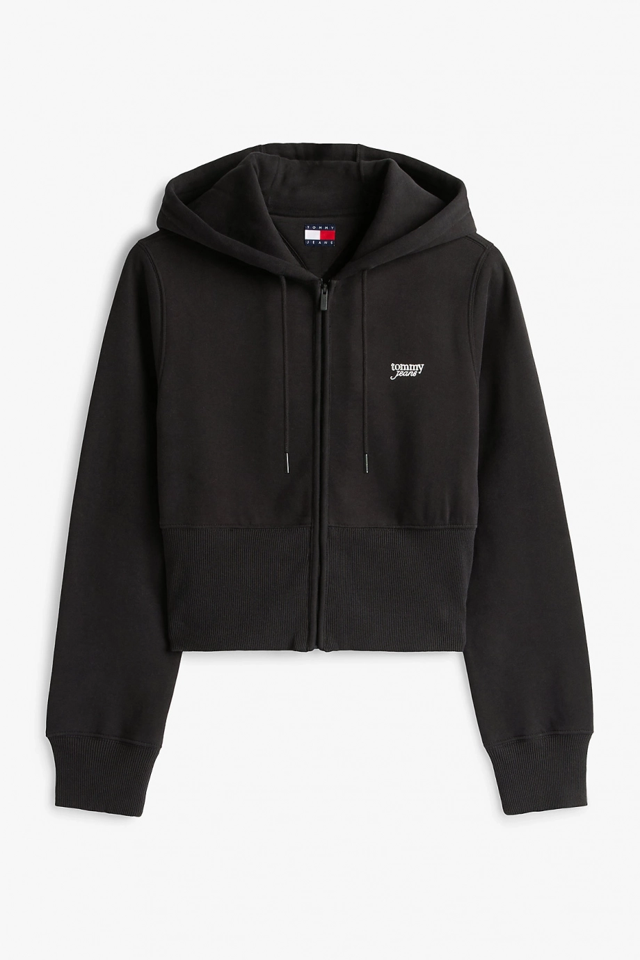 Tommy Hilfiger TJW Normal Kesim Gümüş Yazılı Boydan Fermuarlı Kadın Siyah Sweatshirt DW0DW21943BDS