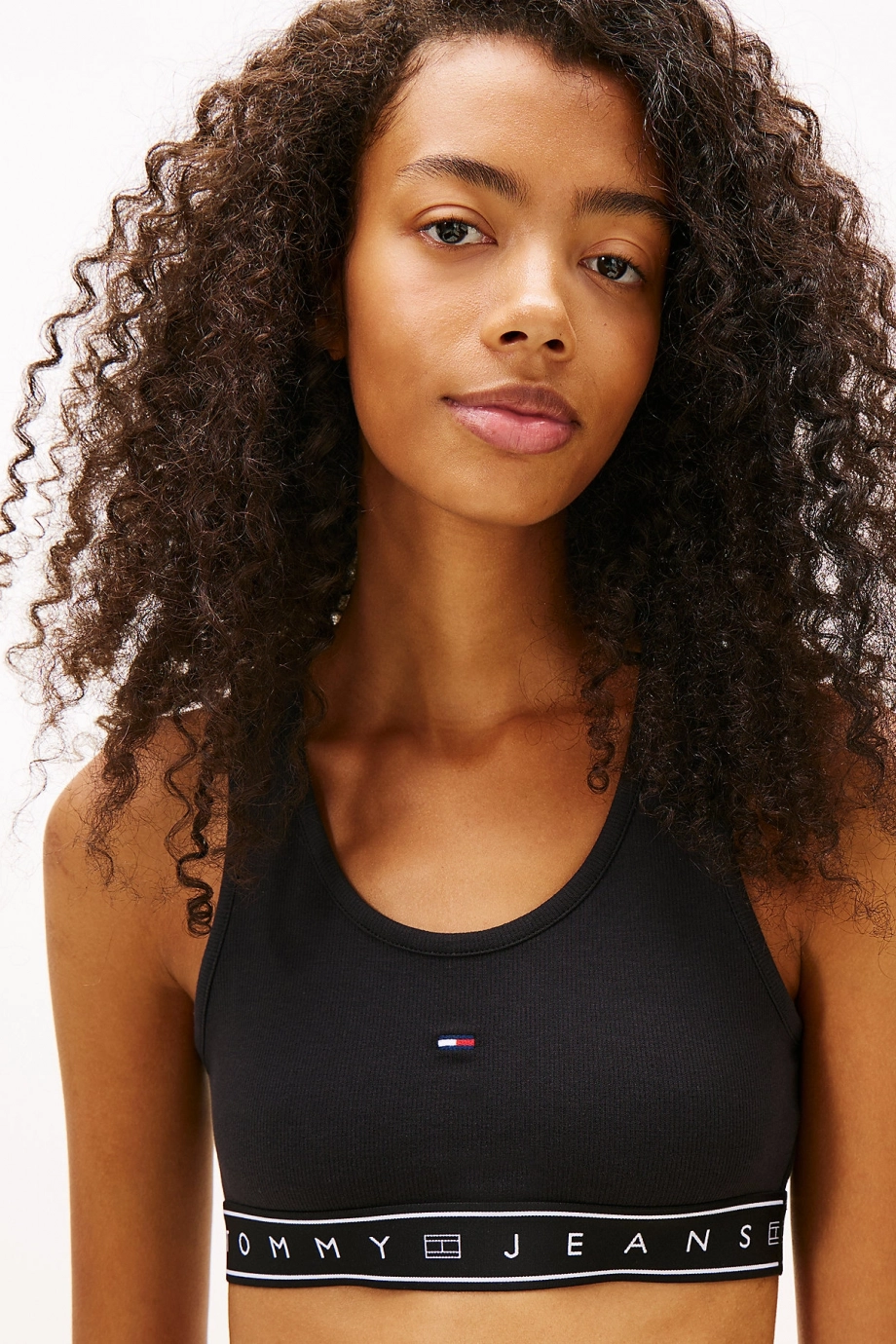 Tommy Hilfiger TJW Kısa Şerit Detaylı Büstiyer Kadın Siyah T-shirt DW0DW22537BDS
