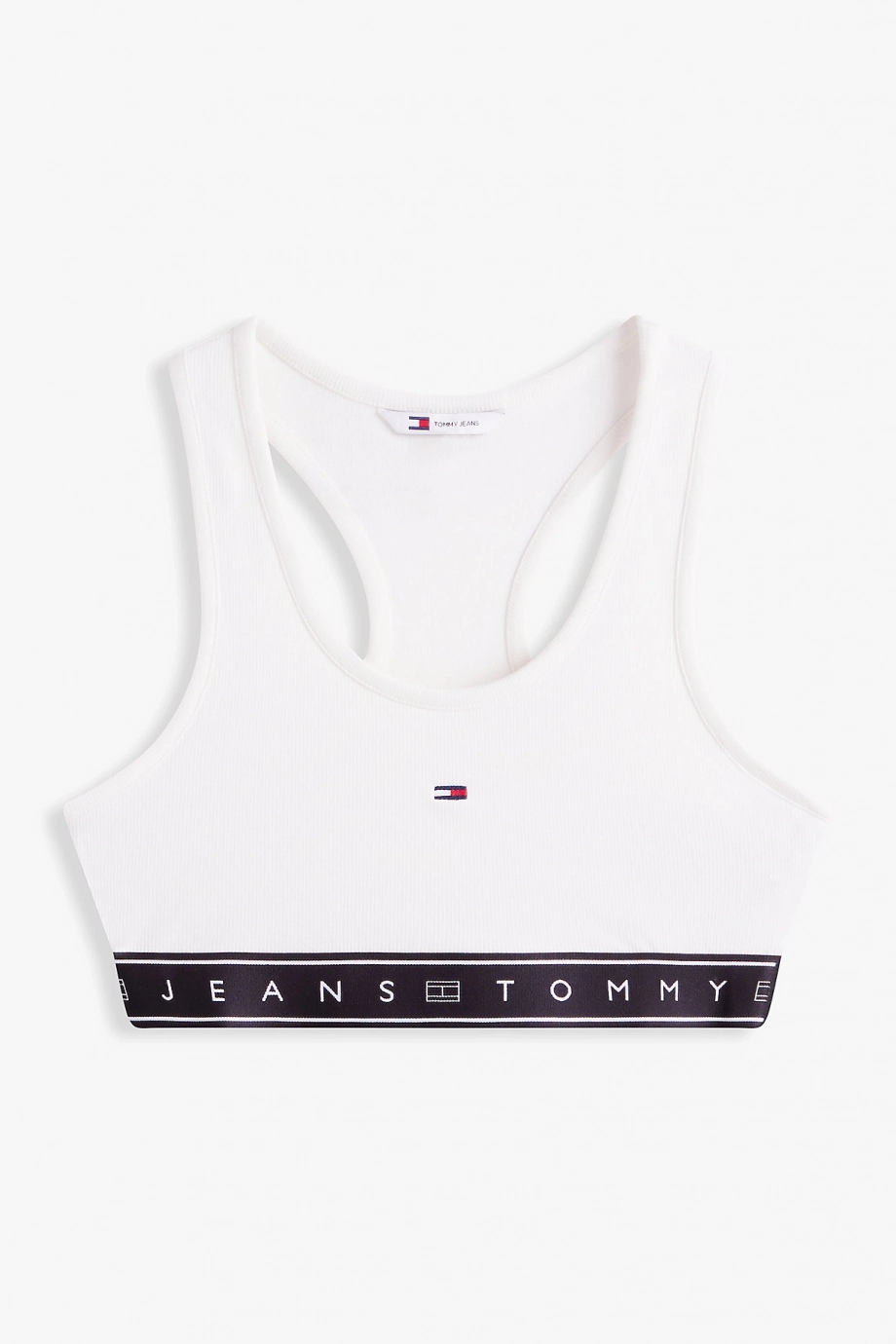 Tommy Hilfiger TJW Kısa Şerit Detaylı Büstiyer Kadın Beyaz T-shirt DW0DW22537YBH