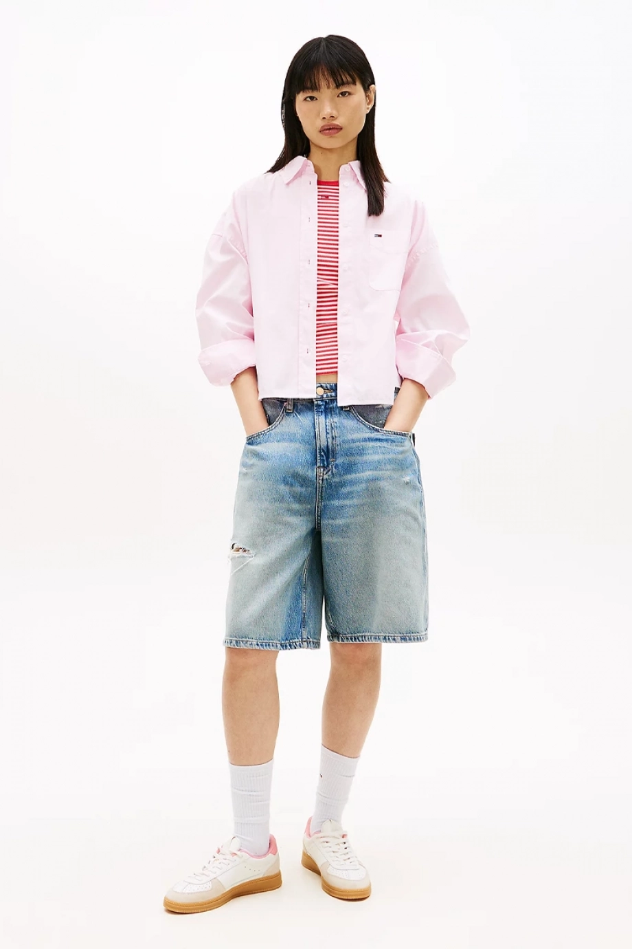 Tommy Hilfiger TJW Essential Kısa Kadın Pembe Gömlek DW0DW22766TN9