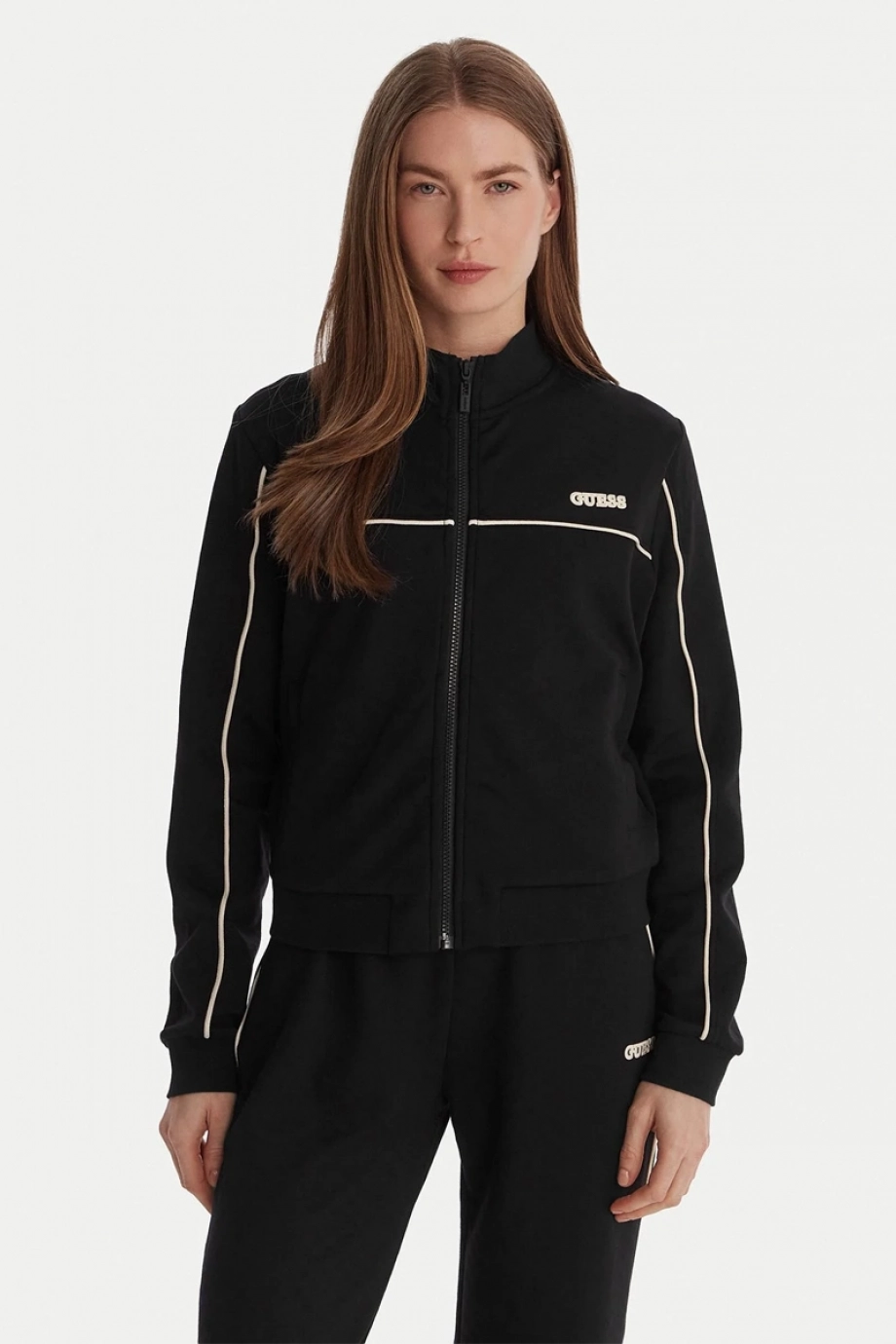 Guess Clara Tam Fermuarlı Kadın Siyah Sweatshirt V6GQ09K3001-JBLK
