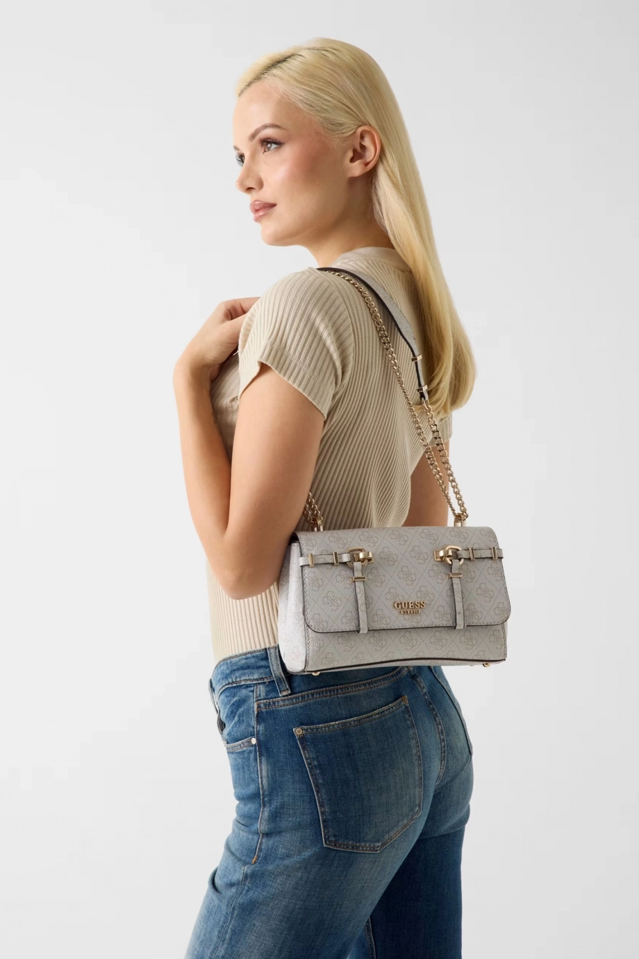 Guess Leona Logolu Dönüştürülebilir Kapaklı Askılı Kadın Mavi Çapraz Çanta HWSG9917210-BNN