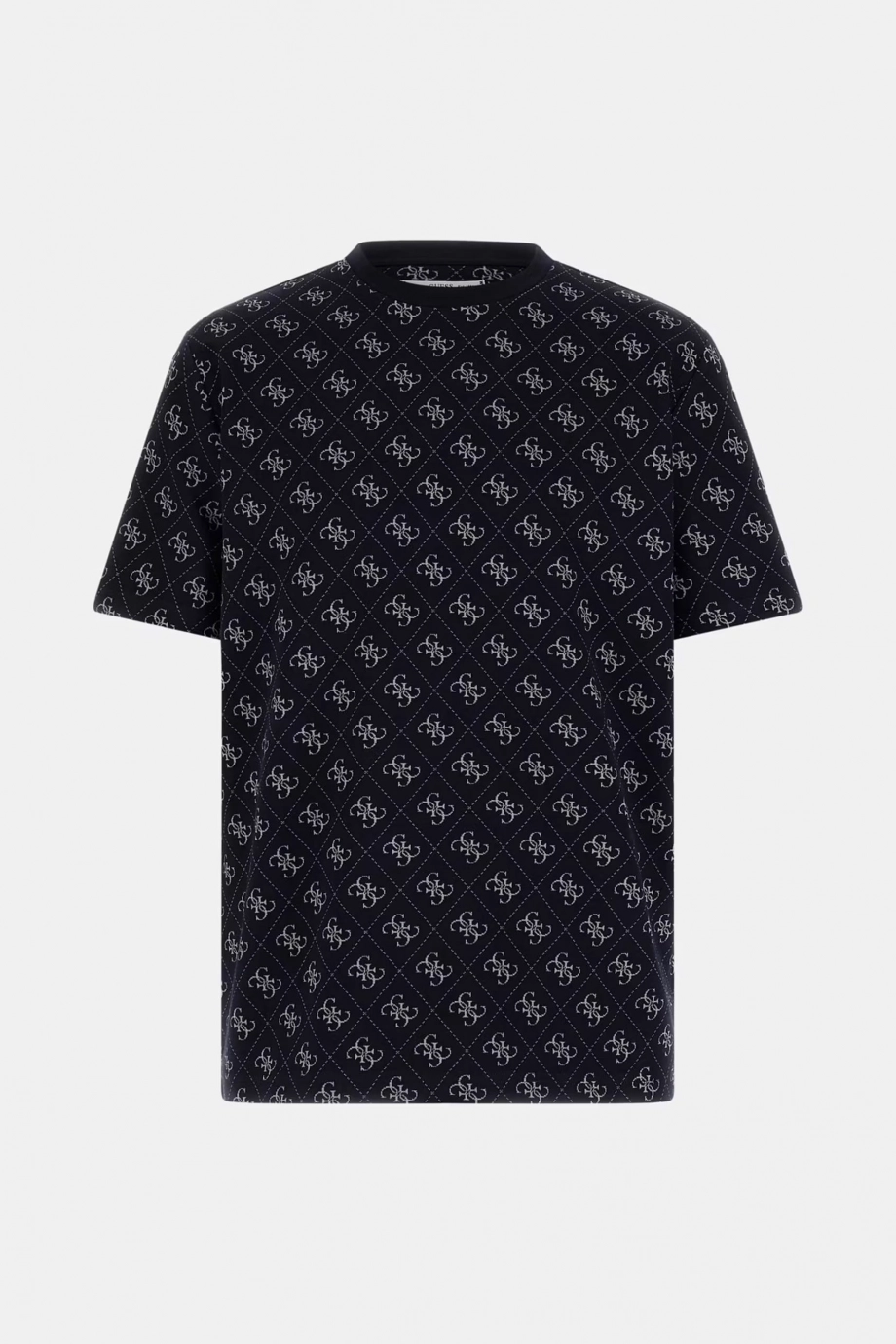 Guess Bisiklet Yaka Kısa Kollu Jakarlı 4G Örme Erkek Lacivert T-shirt M6GP34K3200-FBDB