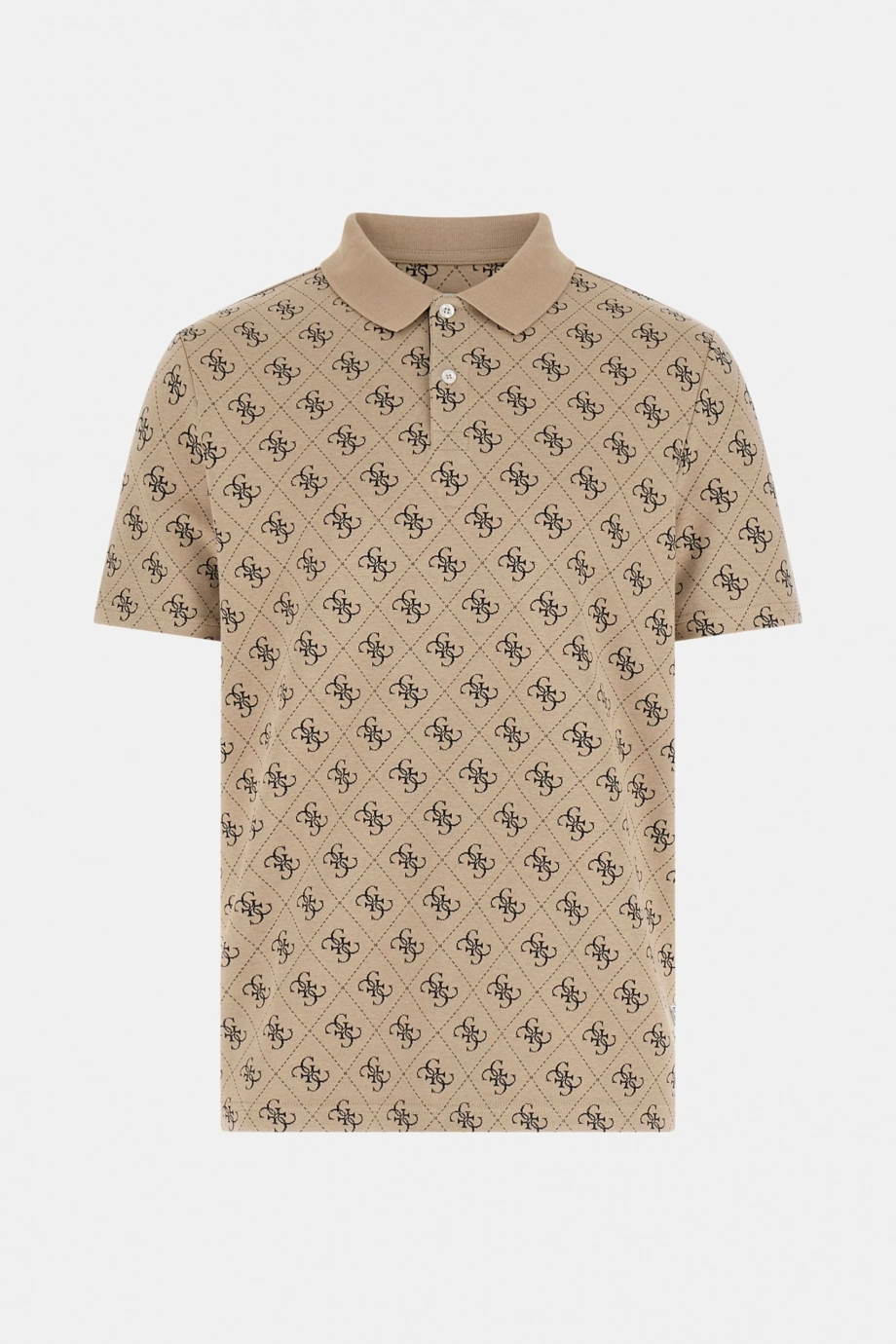 Guess Kısa Kollu Tamamı 4G Jakarlı Polo Yakalı Erkek Bej Polo T-shirt M6GP04K3073-FMAZ