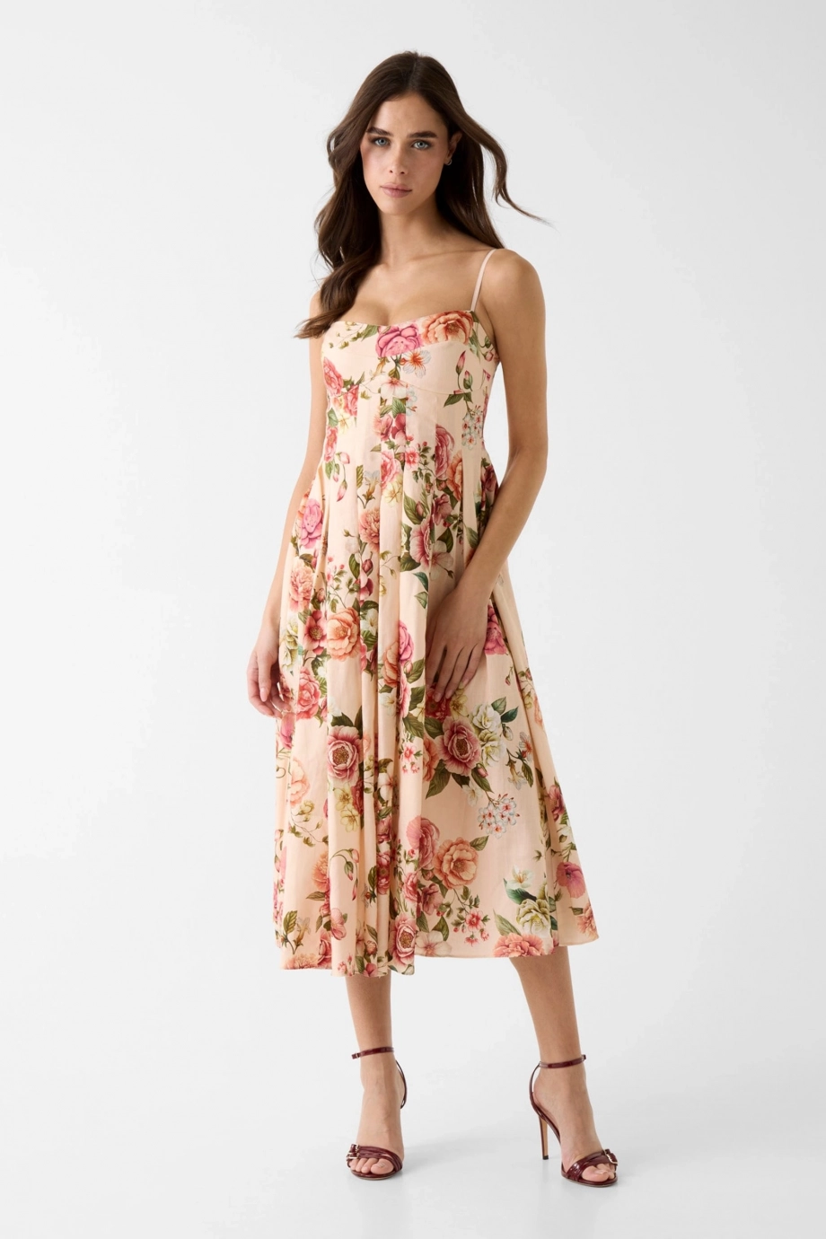 Guess Kolsuz Bria Keten Kadın Çok Renkli Elbise W6GKAFW2558-PMM9