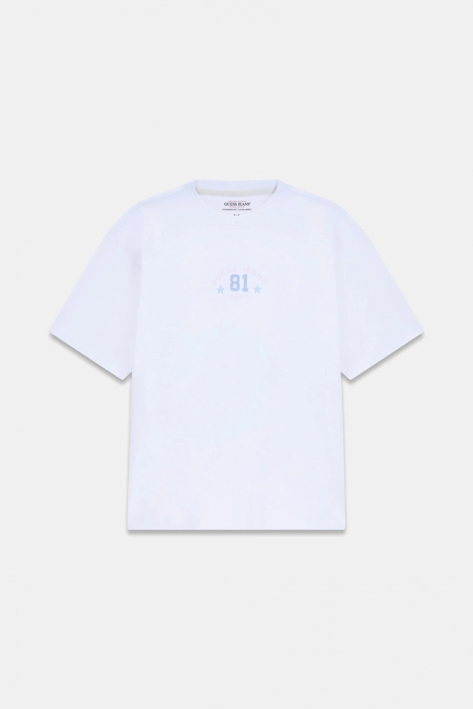 Guess GJ Kısa Kollu Bisiklet Yaka Büyük Beden 81 Yıldız Kadın Beyaz T-shirt W6RI20K8HM0-G011