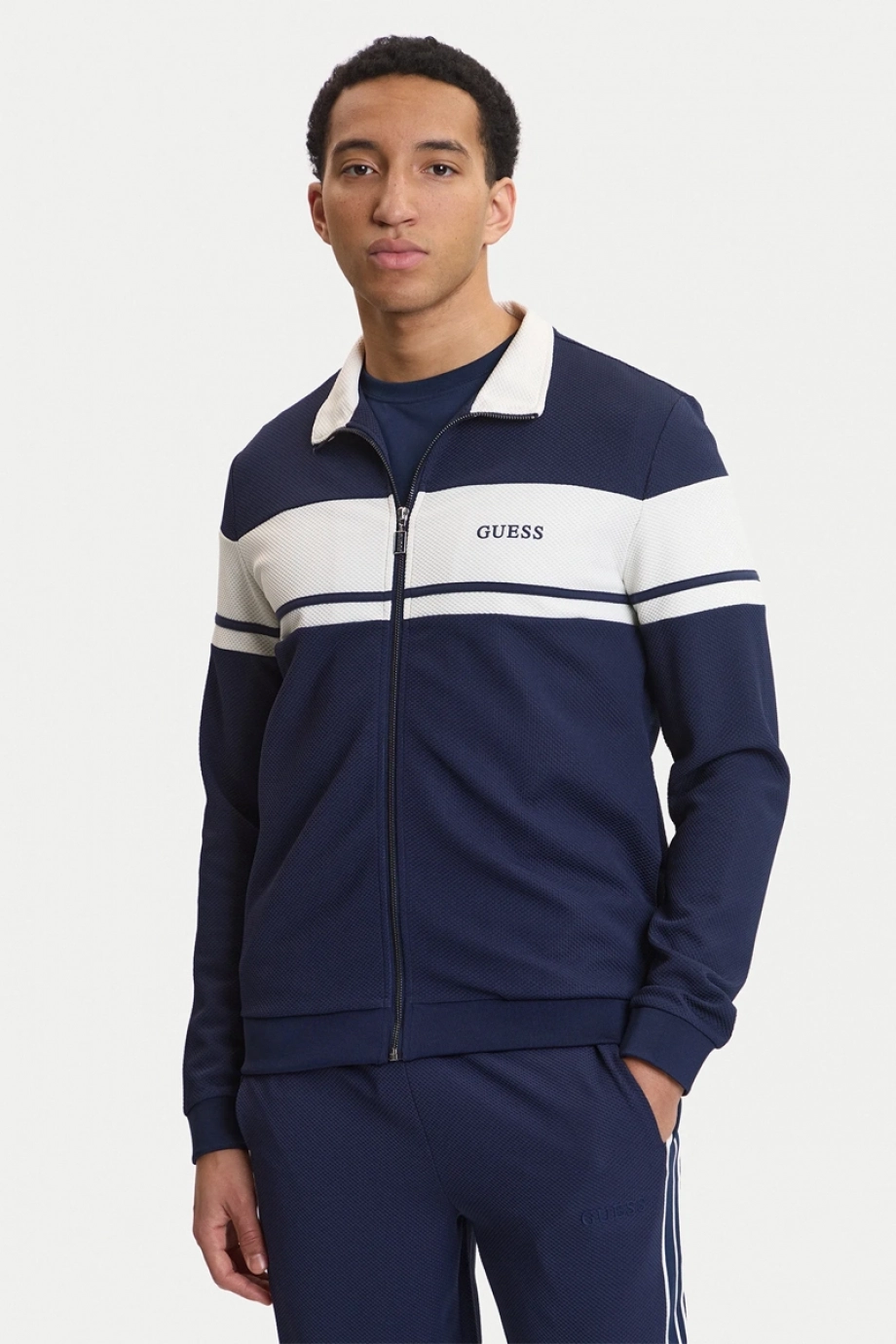 Guess Spiros Tam Fermuarlı Erkek Mavi Eşofman Üstü Z6GQ29K3212-G7R1
