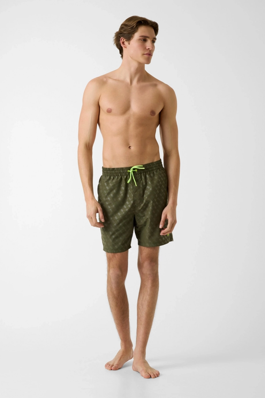 Guess New 4G Logolu Orta Boy Erkek Yeşil Mayo F6GT26WG2A2-P8GV