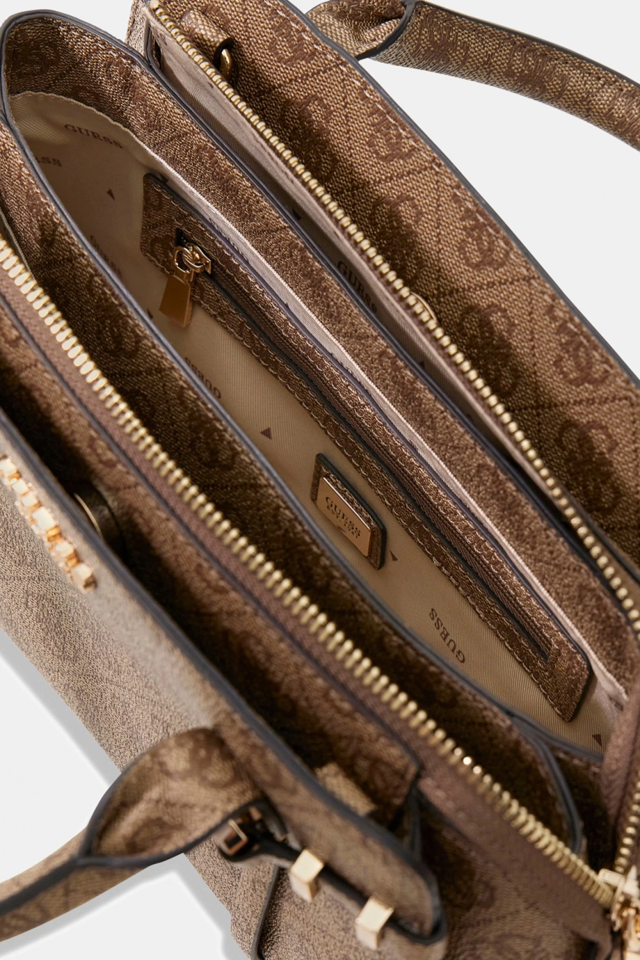Guess Leona Logolu Küçük Çok Bölmeli Kadın Kahverengi El Çantası HWSG9917050-LTL