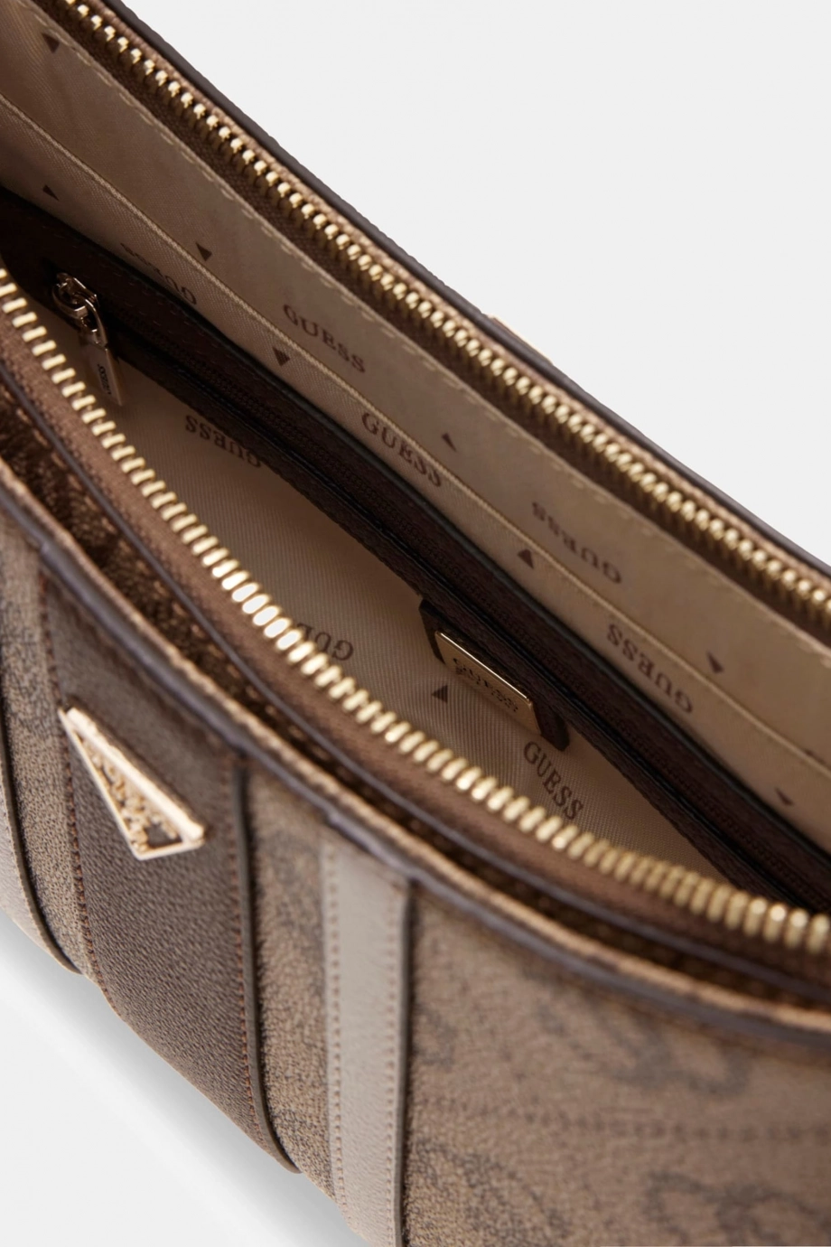 Guess Noelle II Üstten Fermuarlı Kadın Kahverengi Omuz Çantası HWSS9672180-LGW