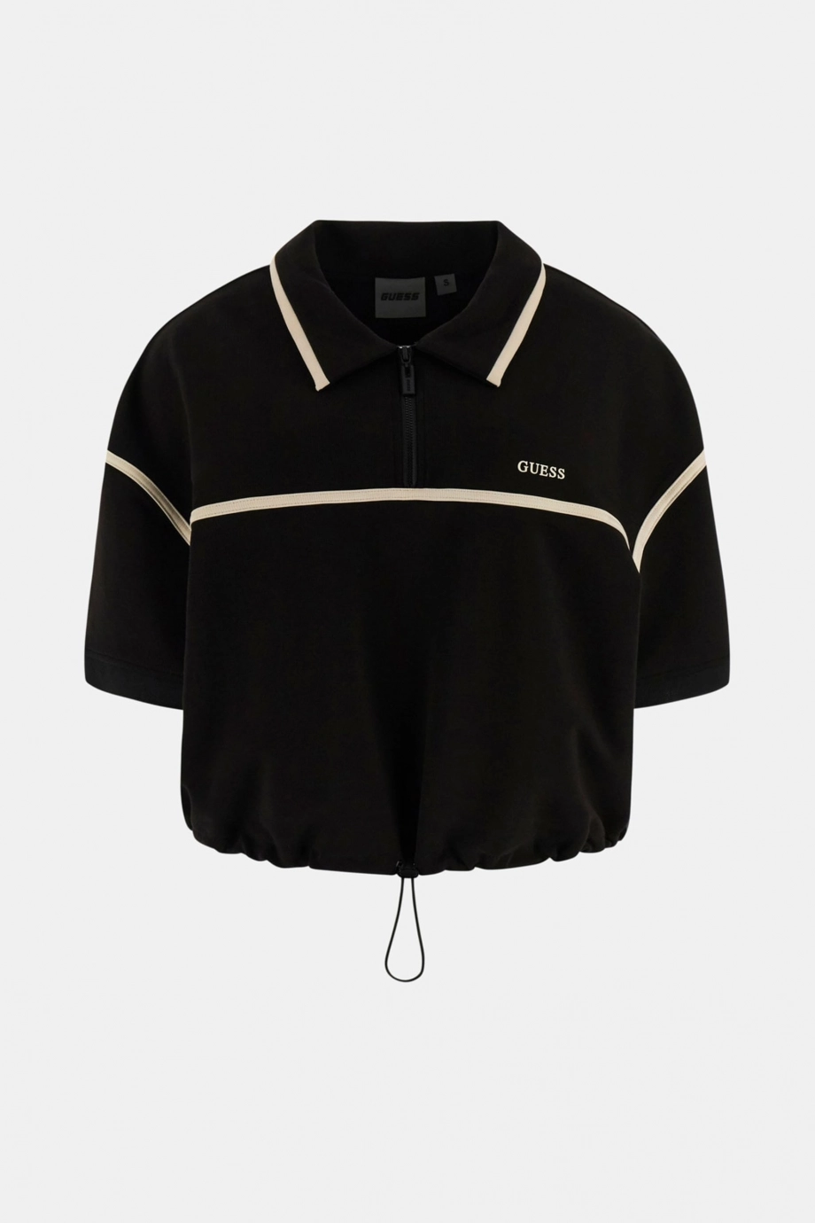 Guess Jasmine Kısa Polo Yakalı Yarım Fermuarlı Kadın Siyah Polo T-shirt  V6GP01K2945-JBLK