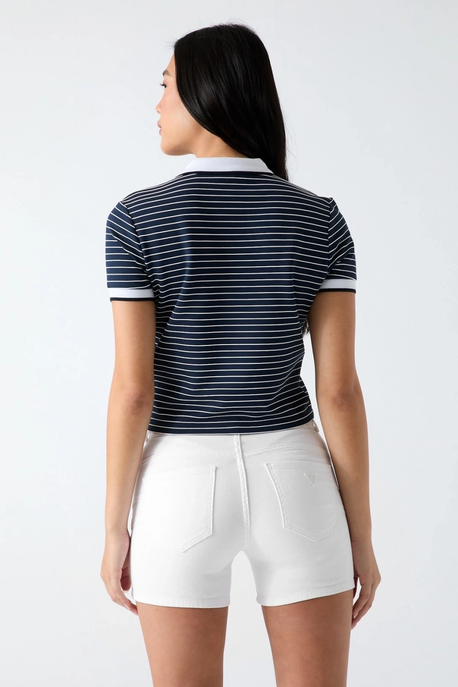 Guess Kısa Kollu Polo Yakalı Alphonsine Çizgili Kadın Çok Renkli Polo T-shirt W6GP17K2946-SB09