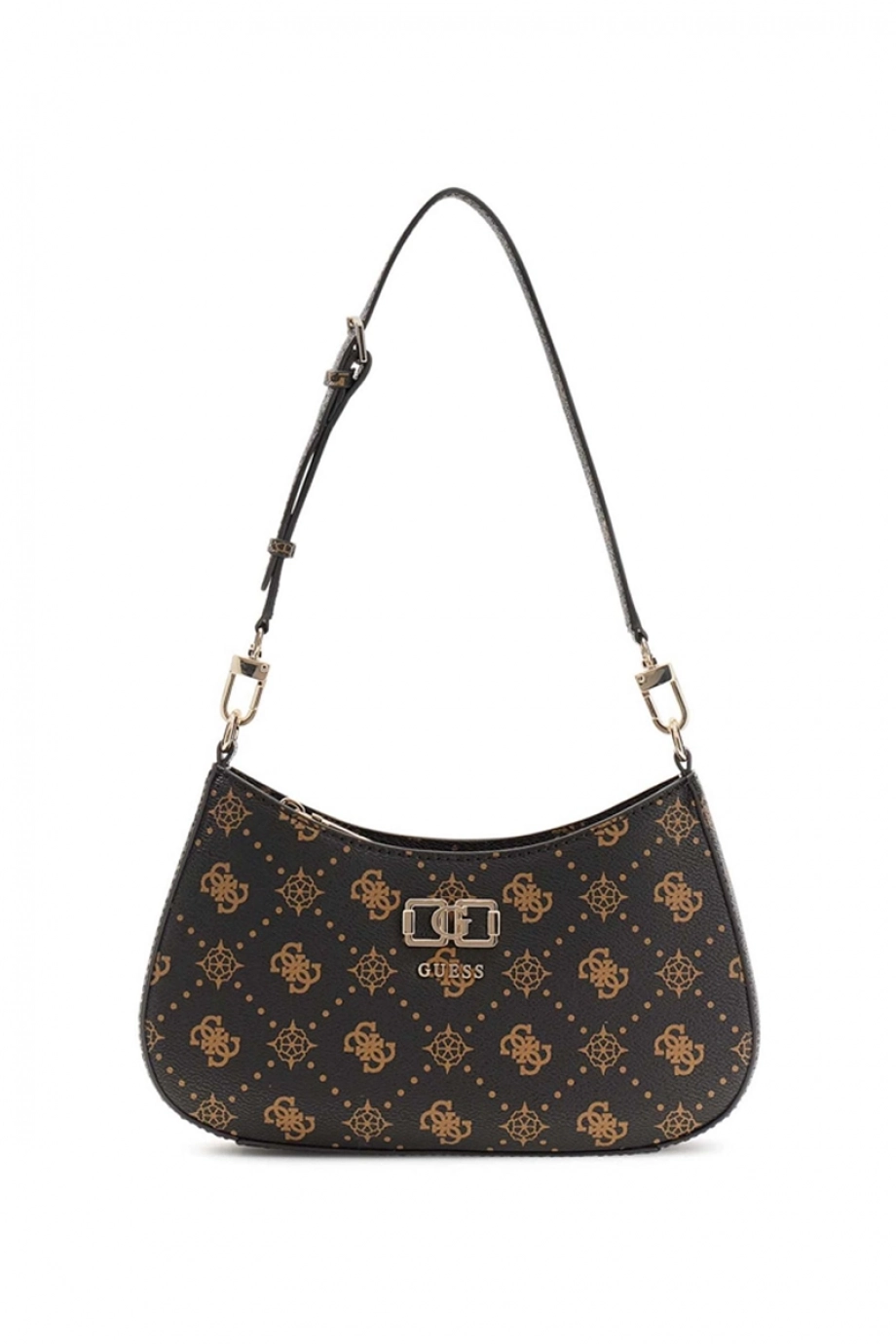 Guess Emelie Logolu Üstten Fermuarlı Kadın Kahverengi Omuz Çantası HWGP9928180-ESL
