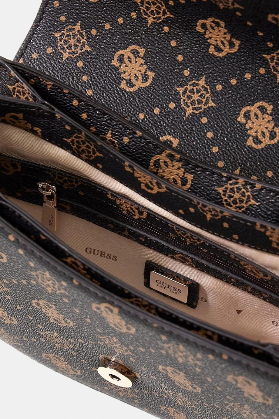 Guess Emelie Logolu Kapaklı Kadın Kahverengi Omuz Çantası HWGP9928200-ESL