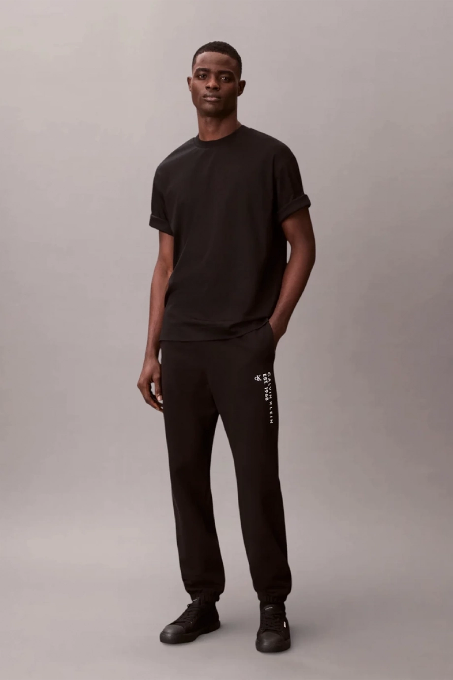 Calvin Klein Havlu Kumaş Calvin 1968 Grafikli Erkek Siyah Eşofman Altı LV14RF248G-UB1
