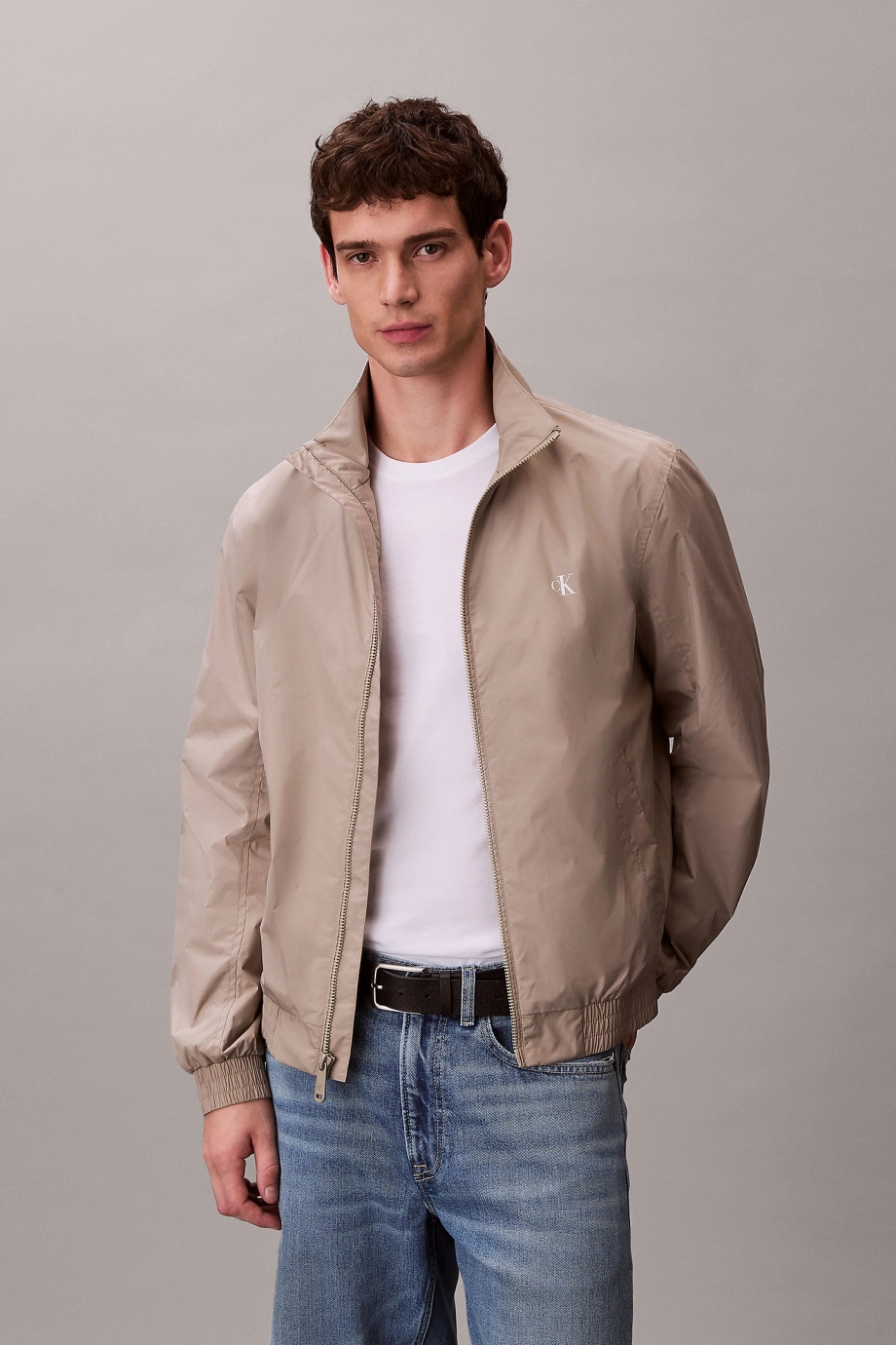 Calvin Klein Uzun Kollu Dolgusuz Naylon Harrington Erkek Kahve Ceket LV04RF520G-RAK