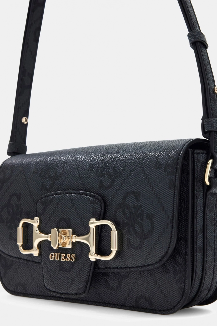 Guess Janie Logolu Dönüştürülebilir Kapaklı Çapraz Askılı Kadın Antrasit El Çantası HWOS9924210-CLO