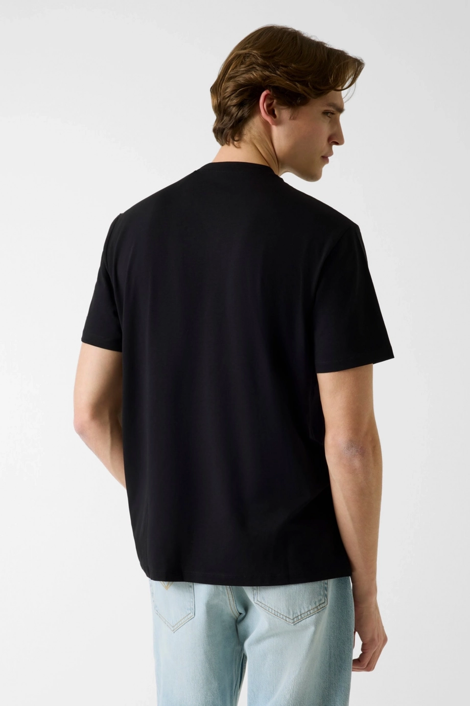 Guess Bisiklet Yaka Kısa Kollu Küçük Yamalı Pamuklu Modal Erkek Siyah T-shirt M6GI21K3053-JBLK