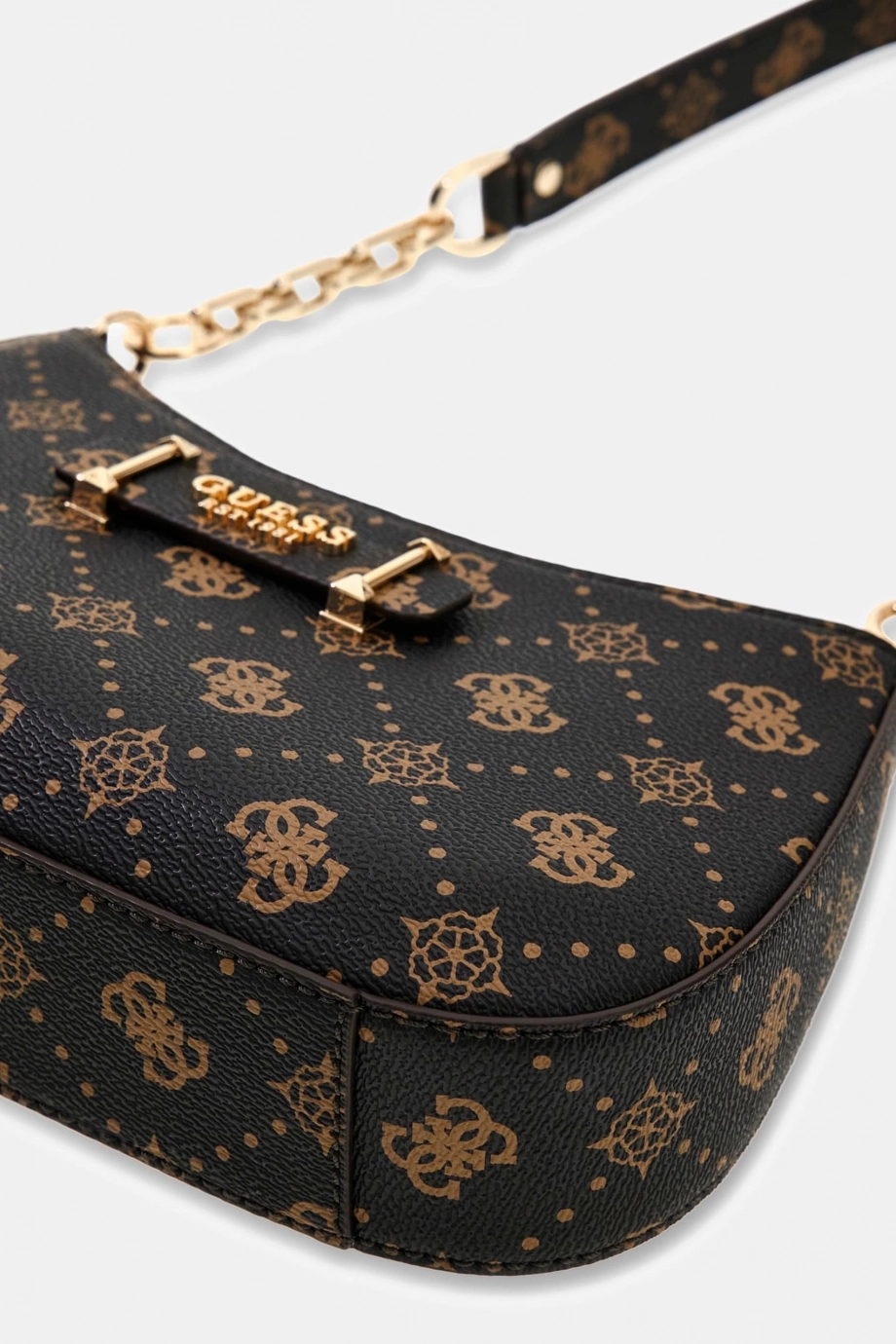 Guess Carrie Logolu Üstten Fermuarlı Kadın Kahverengi Omuz ÇantasıHWGP9898180-ESL