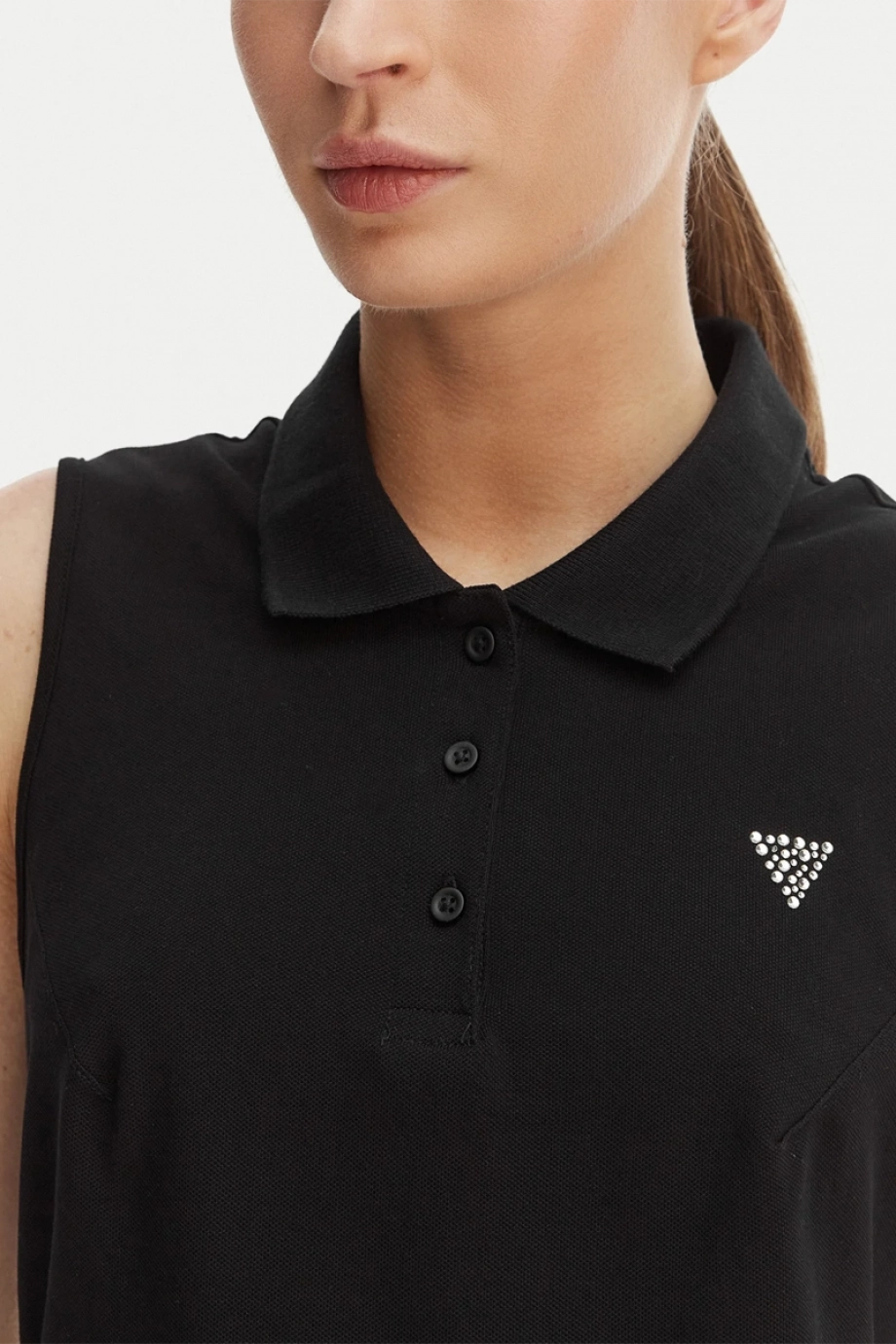 Guess Silvy Kısa Kollu Polo Yakalı Kadın Siyah Elbise V6GK09K3152-JBLK
