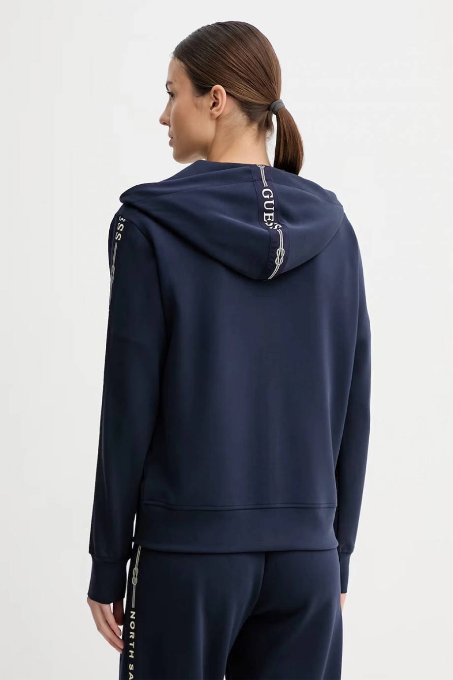 Guess XNS Fermuarlı Kapüşonlu Kadın Lacivert Eşofman Üstü W6GQ03K2656-G7V2